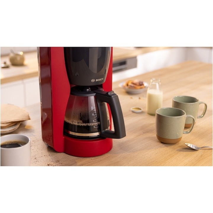 Cafetiera Bosch My Moment TKA2M114, 1.37 l, cana sticla, sistem antipicurare, oprire automata, rezervor de apa detasabil, cu sistem de umplere usoara, Rosu - 3 | YEO