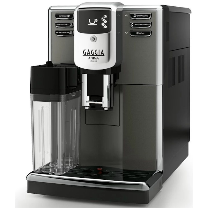 Espressor automat Gaggia Anima Class, 1850W, 15 bar, carafa pentru lapte integrata o.5 l, rasnita ceramica, optiaroma 5 trepte, temperatura 3 trepte, Argintiu