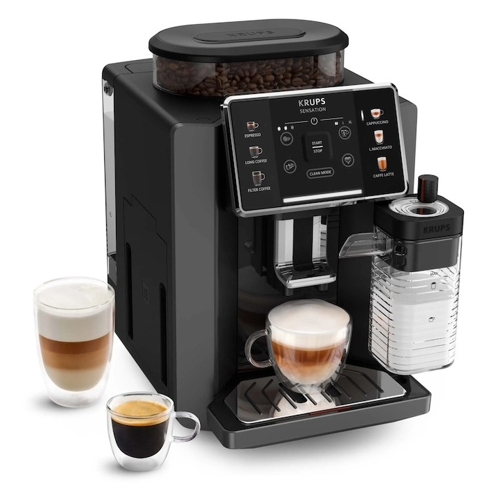Espressor automat Krups Sensation Milk EA912HF0, 1450 W, 1.7 l, Negru