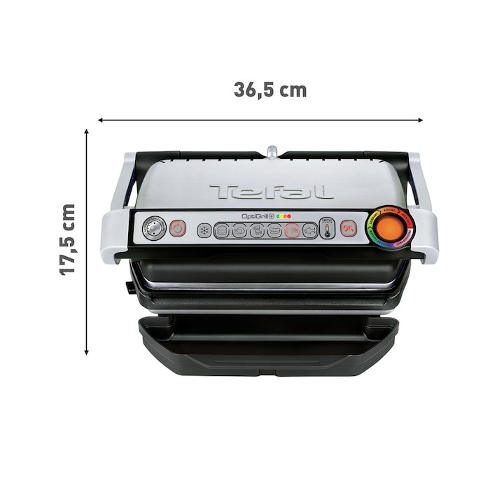 Gratar electric Tefal OptiGrill+ GC712D34 , 2000 W, 6 programe automate, Inox/Negru - 1 | YEO