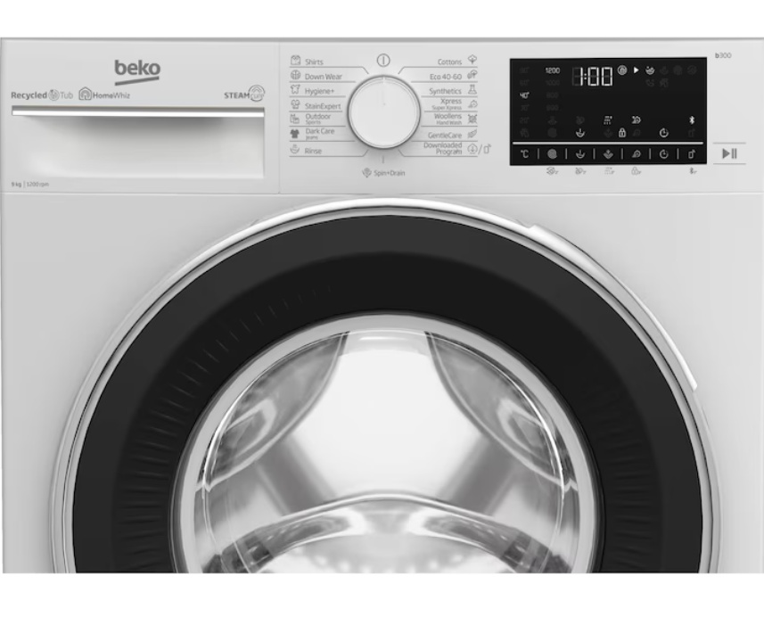 Masina de spalat rufe Beko B3WFU7922WB, 9 kg, 1200 RPM, Clasa C, Motor ProSmart Inverter, Recycled Tub, Hygiene+, SteamCure, HomeWhiz, AddXtra, Alb - 1 | YEO