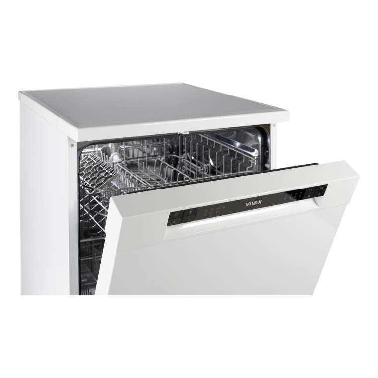Masina de spalat vase VIVAX DW-601262C, 12 Seturi, 6 Programe, Clasa E, Eco, Doua cosuri, Spalare 360°, Intensiv, Quick Wash, Half load, Control touch cu iluminare LED, Blocare acces copii, Avertizare sare, Protectie overflow, 60cm, Alb - 1 | YEO