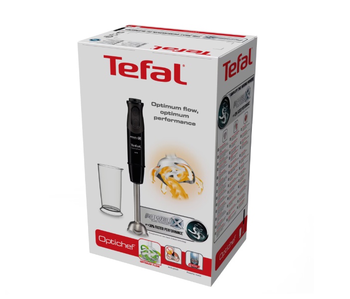 Mixer vertical Tefal OptiChef 2 in 1 HB641838, 800 W, 10 viteze, tocator 500 ml, pahar gradat 800ml, picior din inox, tehnologie Powelix, negru