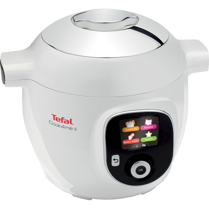 Multicooker inteligent cu gatire sub presiune Tefal Cook4Me CY851130, 1600W, 6l, Alb