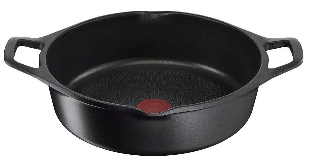 Oala cu capac Tefal Robusto E2497244, aluminiu turnat/sticla, 28 cm, Negru