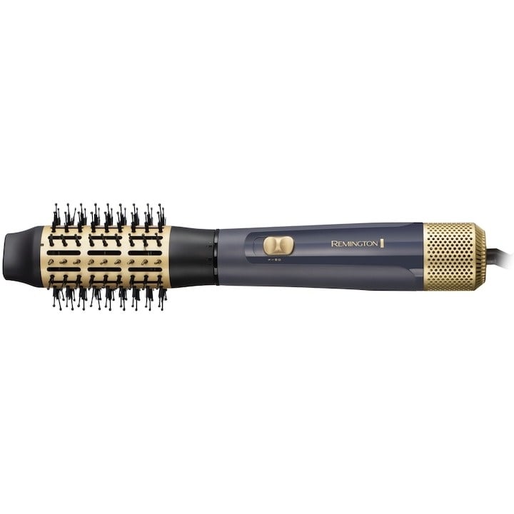 Perie cu aer cald Remington Sapphire Luxe Airstyler AS5805, 1000 W, 2 viteze, Invelis ceramic, Auriu/Albastru inchis