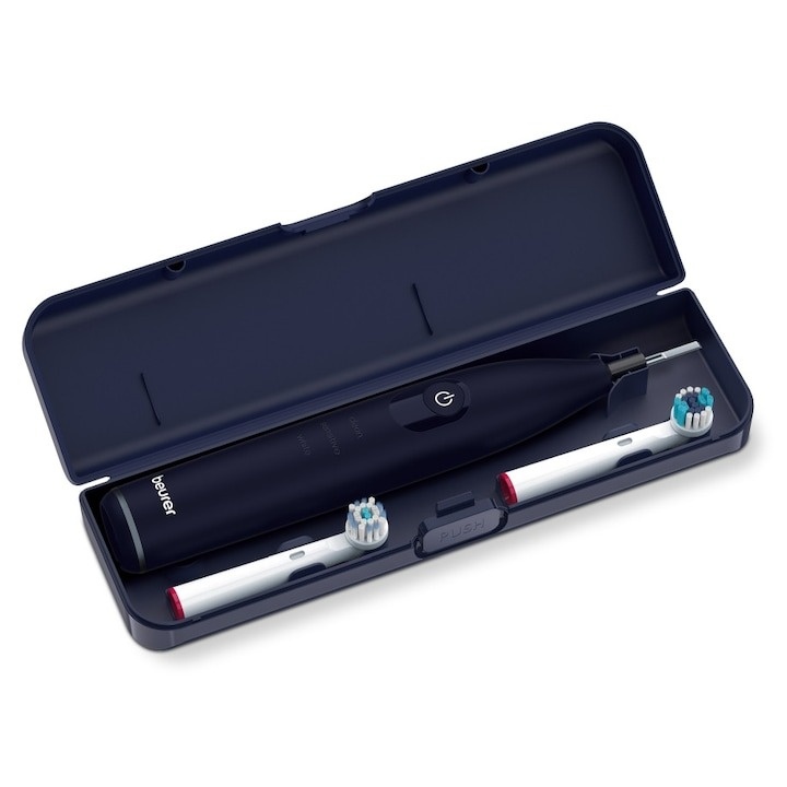 Periuta de dinti electrica Beurer TB50, OLED, autonomie 45 zile, Negru, Tehnologie de curatare oscilanta, pulsatorie 3 programe de curatare individuale: Clean, Sensitive si White Cronometru de 2 minute integrat, Include cap de perie Clean - 1 | YEO
