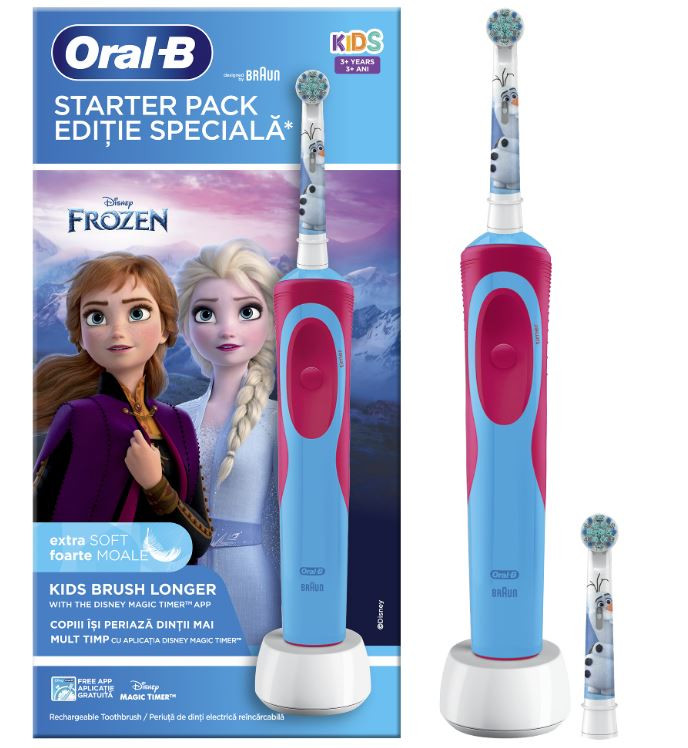 Periuta de dinti electrica pentru copii Oral-B Frozen, 7600 oscilatii/min, Extra Soft, Multicolor