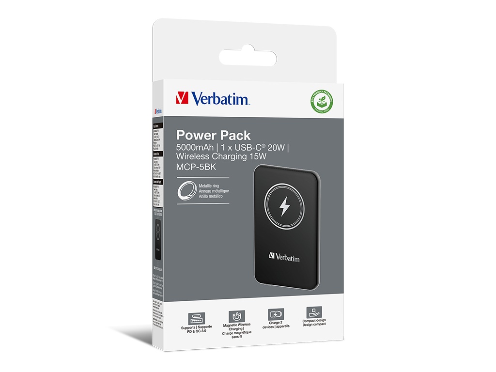 Power Bank Verbatim 5.000mAh Charge\'n\'Go BlackMagnetic Wireless - 3 | YEO