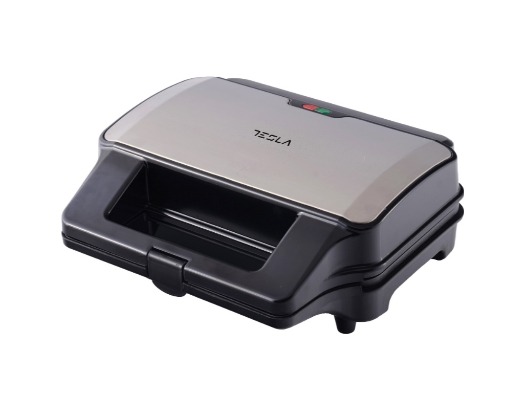 Sandwich maker 3 in 1 Tesla MG201BX, 900WPlaci detasabile antiaderente, LED, Negru/ Inox