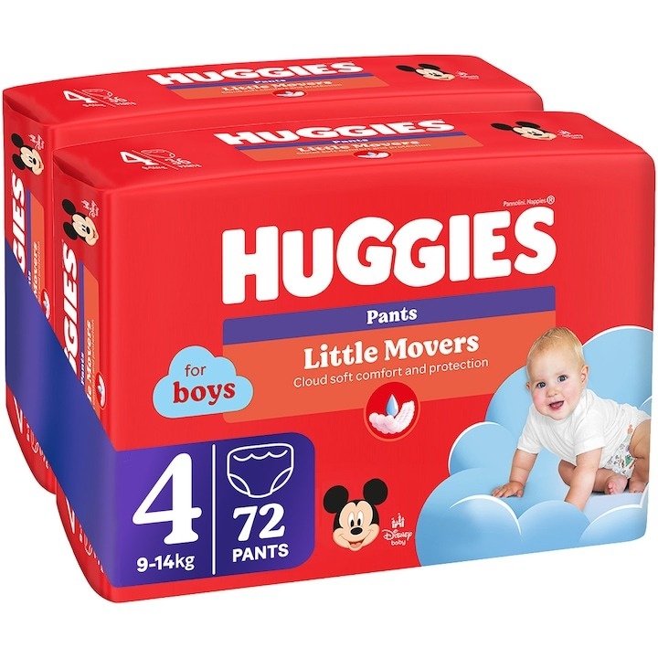 Scutece chilotel Huggies Little Movers 4, Boy, 9-14 kg, 72 buc - 2 | YEO