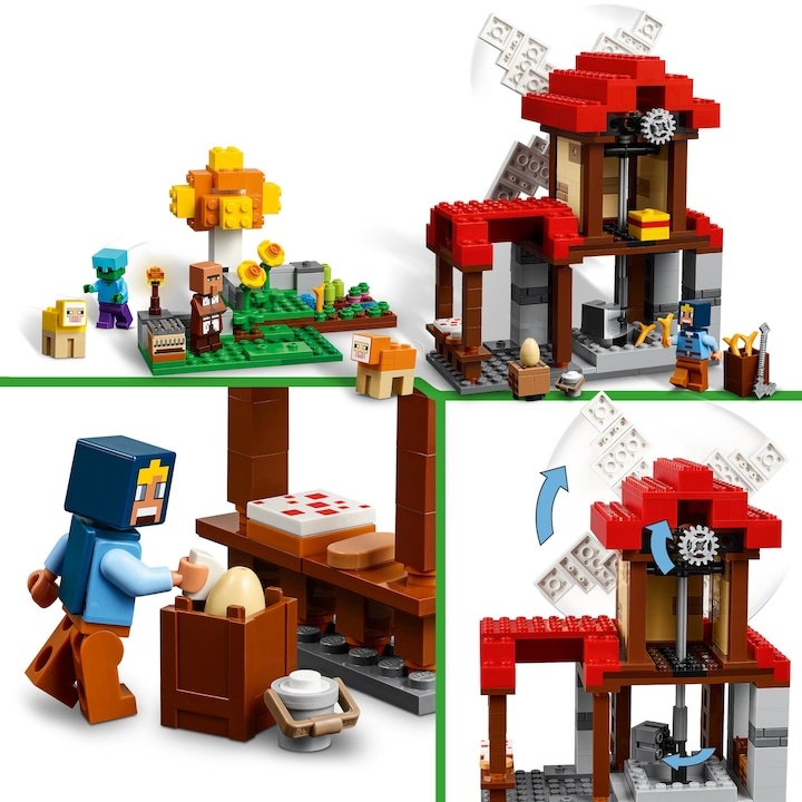 Set de constructie LEGO Minecraft 21262, Farma cu mori de vant, 462 piese, 8+ ani - 3 | YEO