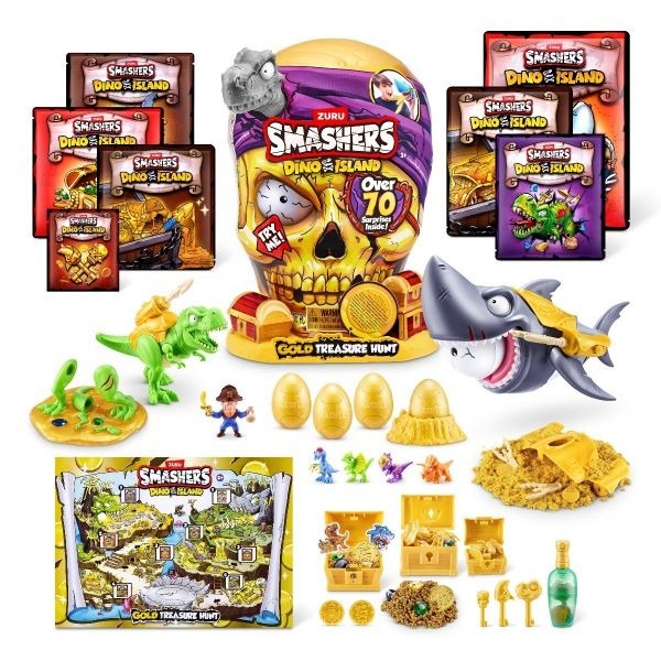 Smashers - Set cu peste 70 figurine si accesorii Gold Treasure Hunter, Dino Island , Gri - 1 | YEO