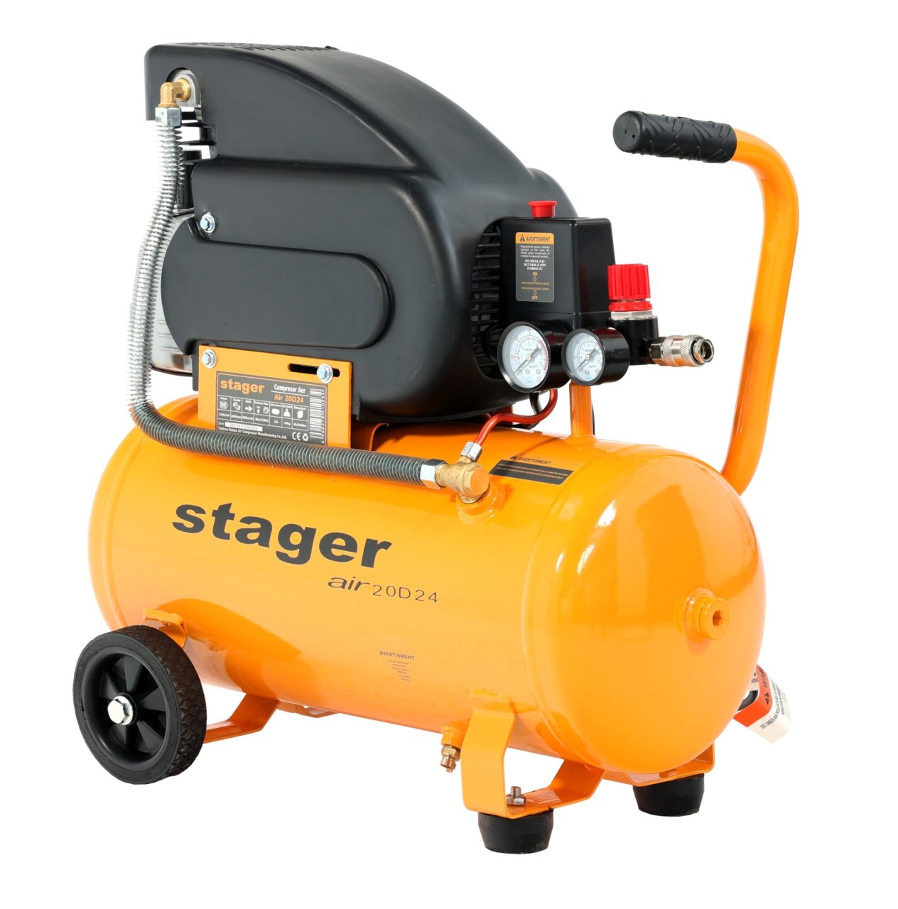 Stager Air 20D24 compresor aer, 24L, 8bar, 200L/min, monofazat, angrenare directa