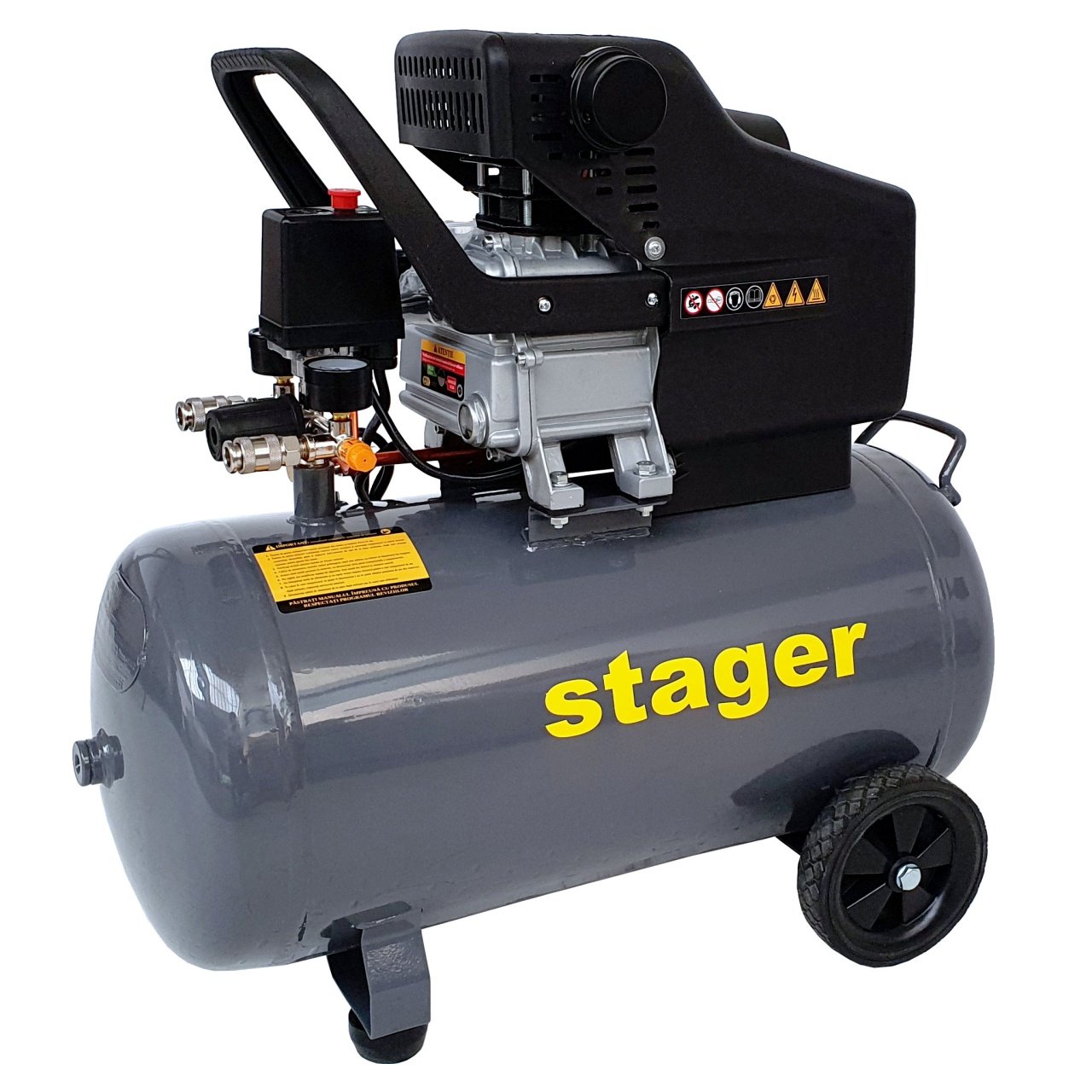 Stager HM2050B compresor aer, 50L, 8bar, 200L/min, monofazat, angrenare directa - 1 | YEO