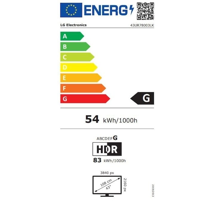 Televizor LG LED 43UR78003LK, 108 cm, Smart, 4K Ultra HD, Clasa G (Model 2023)