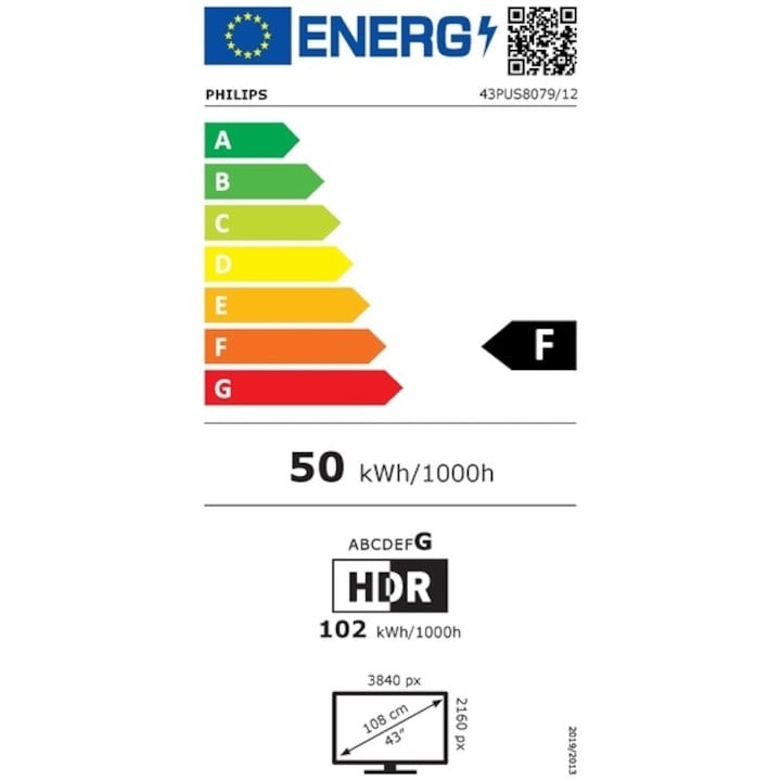 Televizor Philips AMBILIGHT tv LED 43PUS8079, 108 cm, Smart TV, 4K Ultra HD, Clasa F (Model 2024)