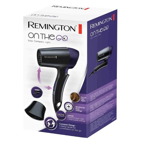 Uscator de par pentru voiaj Remington D2400, 1400 W, Negru-Albastru - 3 | YEO