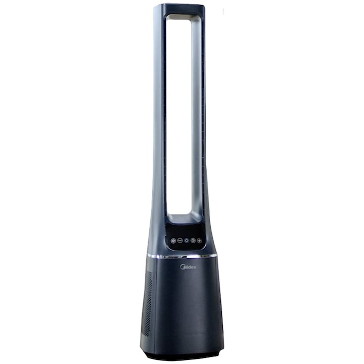 Ventilator turn cu purificare aer Midea AMS150-PBW, Smart WiFi, telecomanda, filtru H13 HEPA, 10 viteze, mod ION, directionare inteligenta a aerului, mod de repaus, afisaj LED