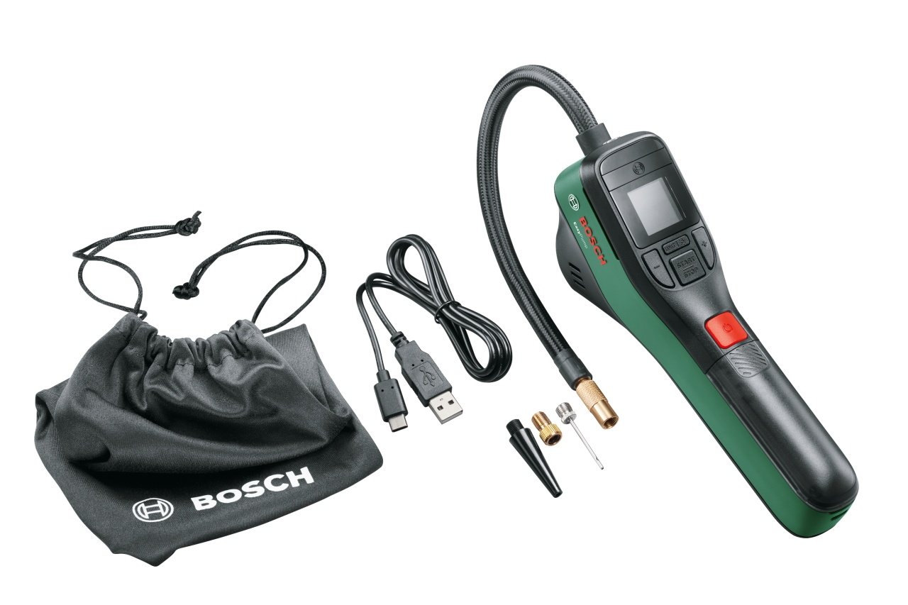 Bosch EasyPump Pompa pneumatica cu acumulator integrat, 3.6V, 3Ah, 10bar, cablu USB + geanta