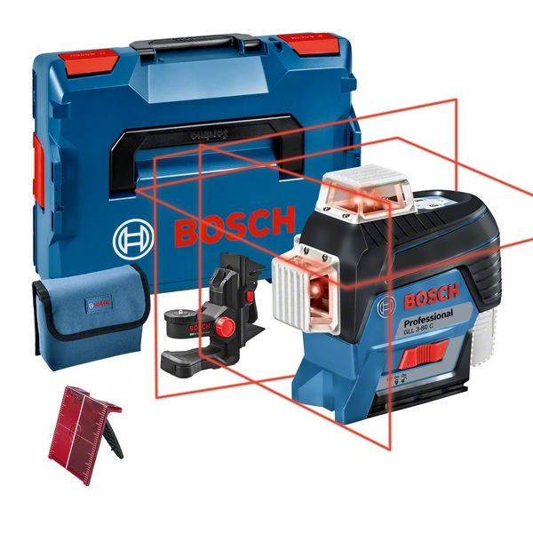 Bosch GLL 3-80 C Nivela laser cu linii, 30m, receptor 120m, precizie 0.2mm/m + BM1 + L-Boxx