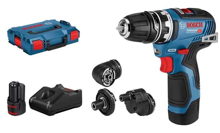 Bosch GSR 12V-35 FC Masina de gaurit si insurubat Li-Ion, 35Nm, 10mm + 2 x acumulatori GBA 12V, 3.0Ah + Incarcator rapid GAL 12V-40 + L-Boxx