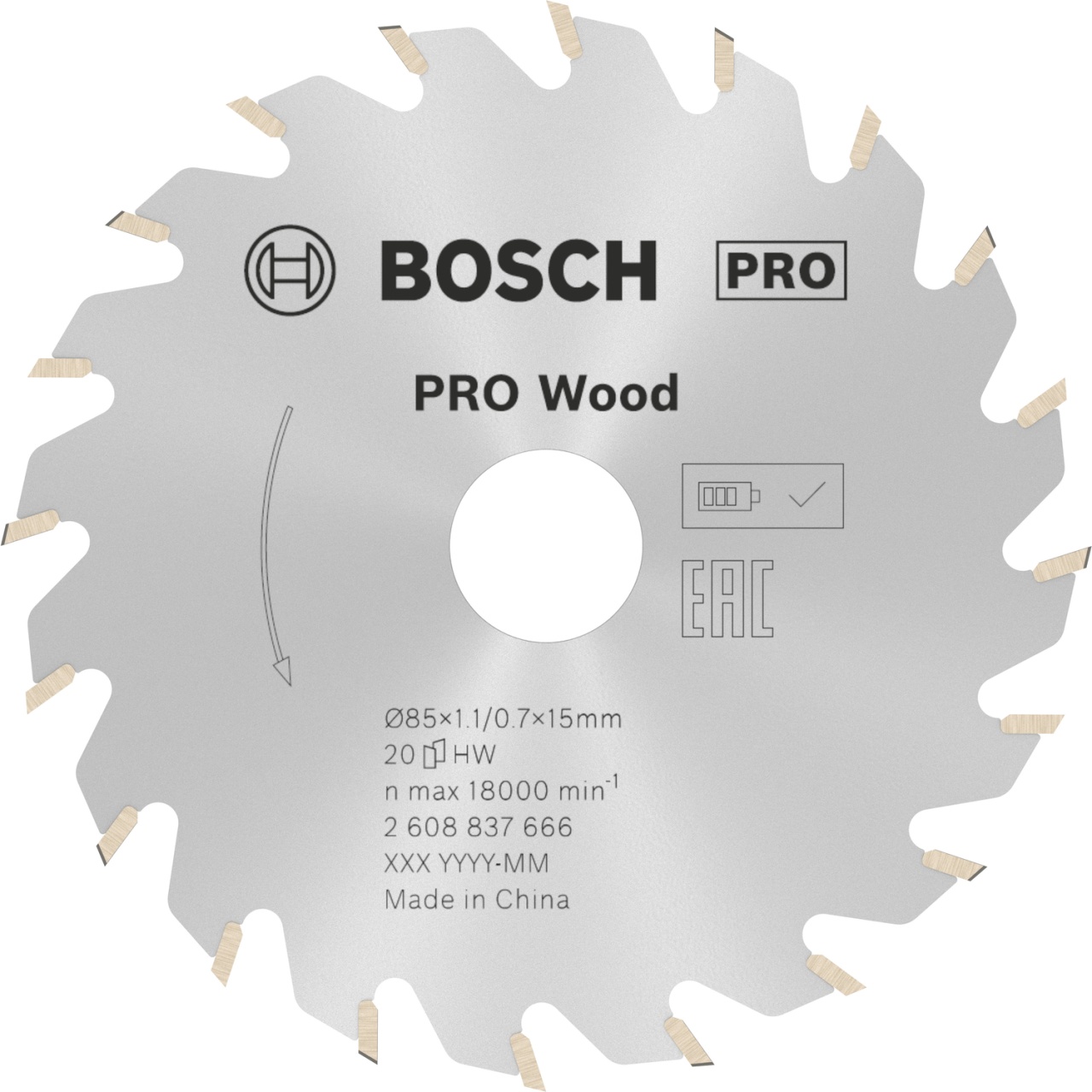 Bosch Panza fierastrau circular cu acumulator Standard for Wood, 85x15x1.1mm, T20 - 1 | YEO