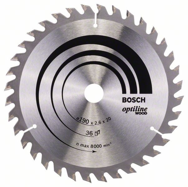 Bosch Panza fierastrau circular Optiline Wood, 190x20x2.6mm, 36T, reductie 16mm