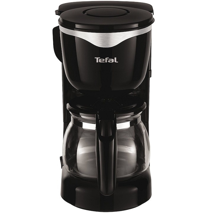 Cafetiera Tefal Perfectta CM340811, 600W, 0.6 L, vas sticla, sistem antipicurare, functie de mentinere la cald, Negru
