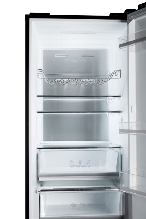 Combina frigorifica VIVAX CF-3781DNF BG, 378L, Clasa E, Total No Frost si No Frost Multi Air Flow, Termostat digital LED, Iluminare LED, Fast Freeze, Avertizare sonora, Usi reversibile, H 197cm, Sticla Neagra - 1 | YEO