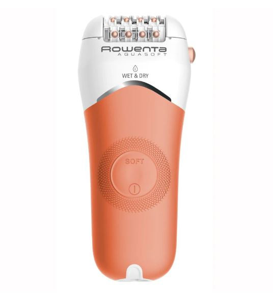 Epilator Rowenta AquaSoft EP4920F0, 4.5W, 40 min autonomie, Wet&Dry, 4 accesorii, Skin Respect technology, Corai