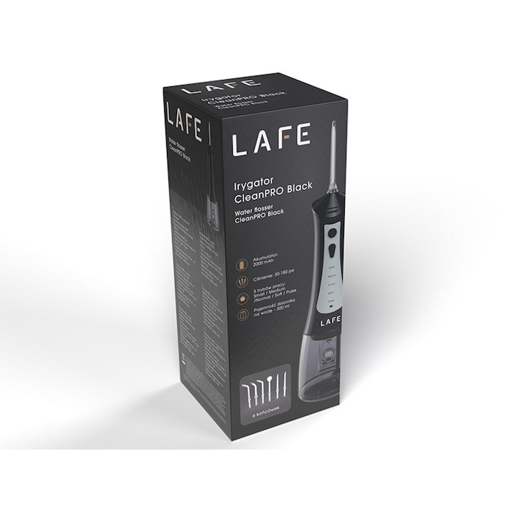 Irigator Lafe CleanPRO Black, 5 moduri de functionare, cu 6 rezerve diferite, negru - 1 | YEO