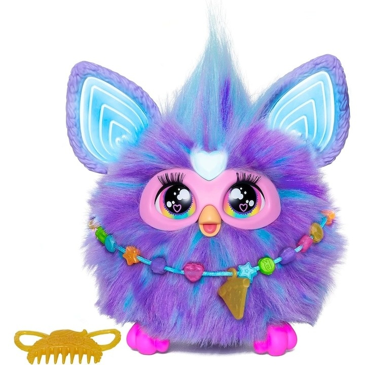 Jucarie interactiva Hasbro, Furby Purple, 15 accesorii, Voice Activated Animatronic, mov, 6 ani+ - 2 | YEO