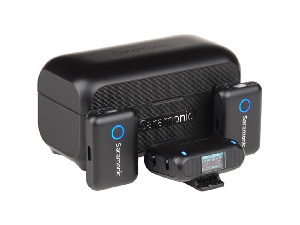 Kit microfon wireless Saramonic Blink500B2+ 2TX+RX2.4 GHz, display OLED, carcasa incarcare, 1250mAh