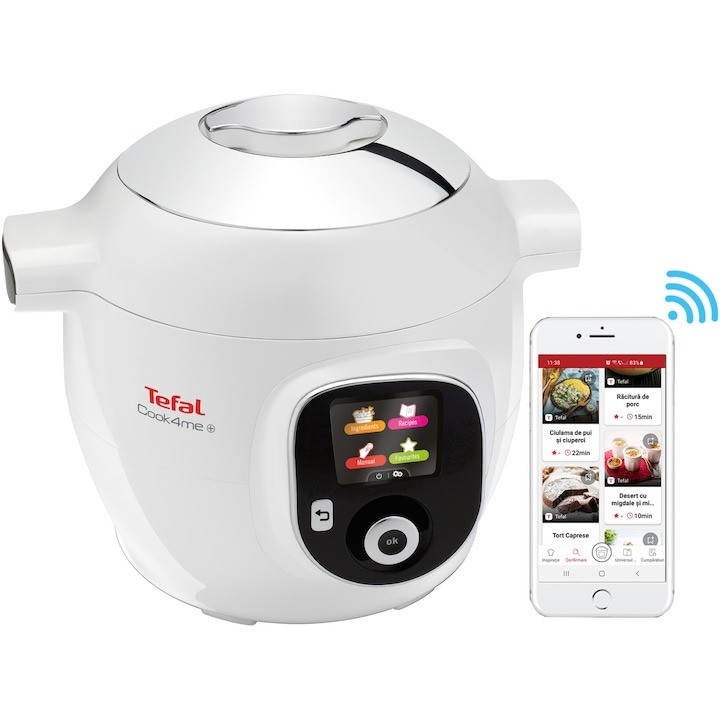 Multicooker inteligent cu gatire sub presiune Tefal Cook4Me CY851130, 1600W, 6l, Alb - 2 | YEO