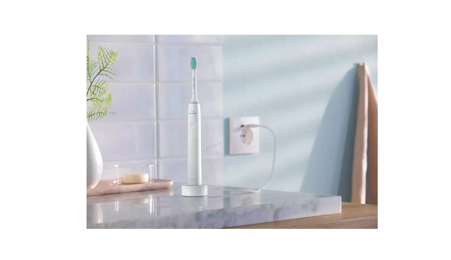 Periuta de dinti sonica electrica Philips Sonicare Seria 2100 HX3651/13, 31000 miscari/minut, Cronometru Quadpacer si SmarTimer, Design ergonomic subţire, 1 capat de periere, Alb - 2 | YEO