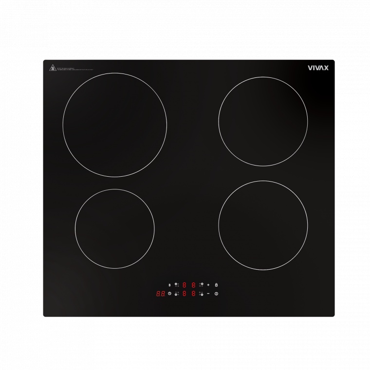 Plita incorporabila VIVAX BH-04MIN, Inductie, Patru zone de gatit, Boost, Control touch, Timer, Putere maxima 8100 W, Timer digital, Setari putere in 9 trepte, Protectie copii, Indicator caldura reziduala, Sticla securizata, 60 cm, Negru
