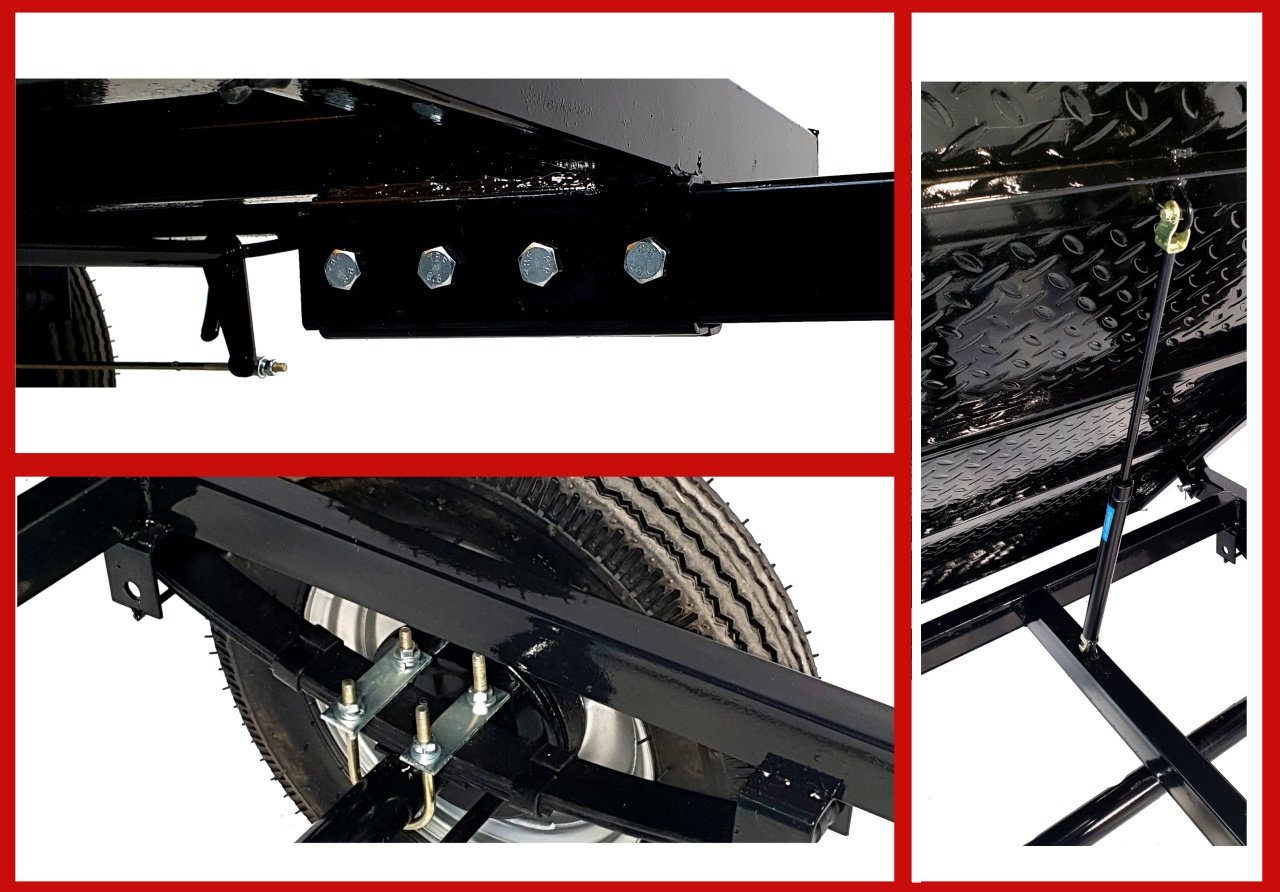 ProGARDEN Campo RM500C remorca 500kg motocultor, 1 osie, prindere bolt, roti profil rutier 5.00-12, 4 prezoane, RIM 3.00B - 1 | YEO
