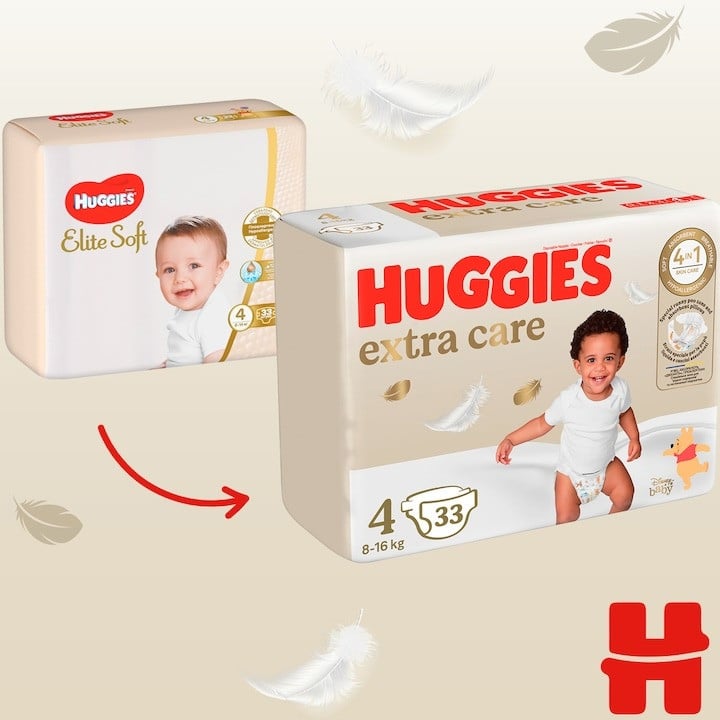 Scutece Huggies Extra Care 4 Jumbo, 8-16 kg, 33 buc - 2 | YEO