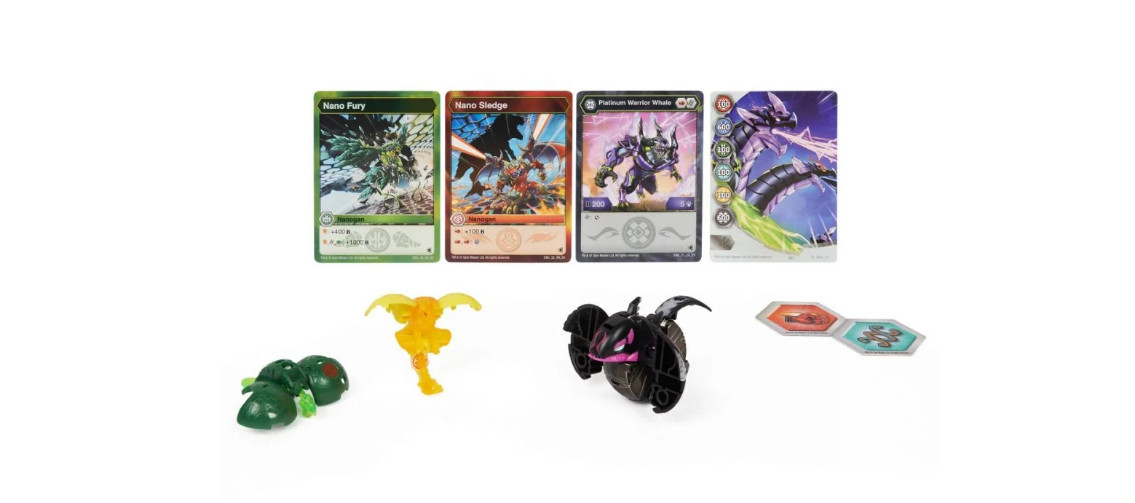 Set 3 figurine Bakugan Evolutions Platinum Power Up, Warrior Whale, Furv, Sledge, Multicolor, 7 cm - 1 | YEO