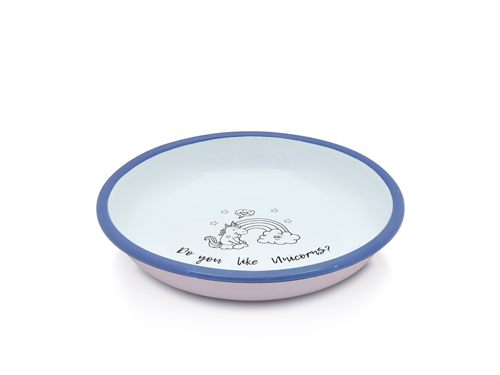 Set 3 piese 1.5l Unicorn Metalac email/Cana 8cm/Caserola capac14cm/Farfurie 18cm - 2 | YEO