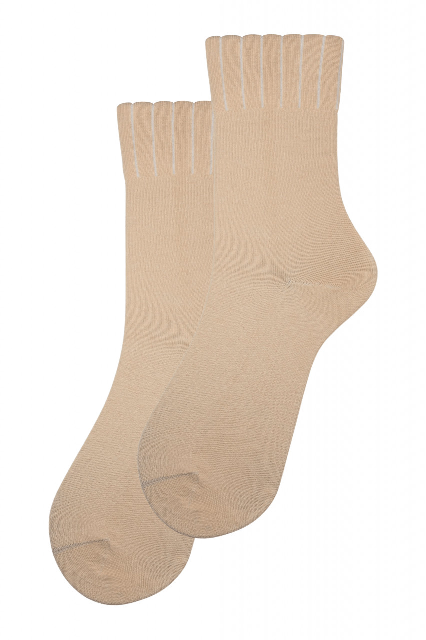 Set Overall 4 perechi de sosete Medical cu Lycra, pentru diabetici, dama - Bej - 1 | YEO