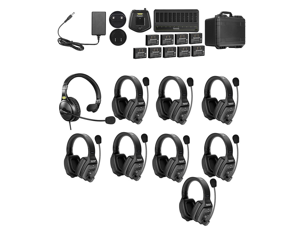 Solutie intercom stereo comp Saramonic WiTalk WT9D9xbat, 9 pers, Full-Duplex 1.9GHz, dual-ear