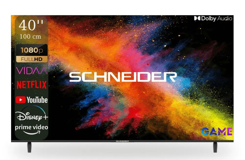 Televizor Smart SCHNEIDER Full HD DLED 40SC591K, 100 cm, Clasa E, Sistem VIDAA, Borderless, Negru