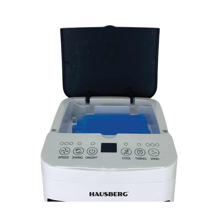 Ventilator cu racire si umidificare aer HAUSBERG HB-5955AB, 3 viteze, telecomanda, temporizator 12 ore, rezervor apa 4 l, portabil, Alb - 1 | YEO
