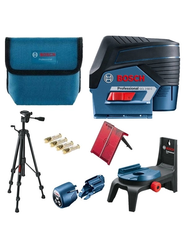 Bosch GCL 2-50 C + RM 2 + BT 150 Set nivela laser cu linii, 20m, receptor 50m, precizie 0.3mm/m