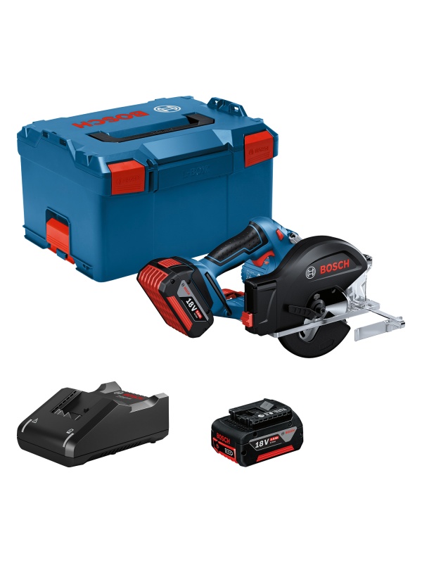 Bosch GKM 18V-50 Fierastrau circular cu acumulator + 2xacumulatori GBA 18V, 5.0Ah + incarcator + L-Boxx