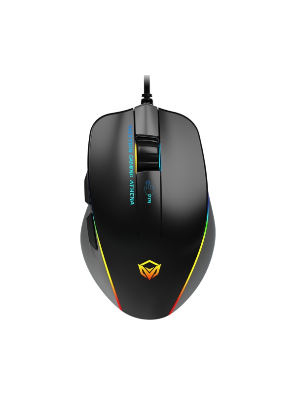 Mouse de gaming Meetion GM23, Iluminat RGB, 12800 cpi, 128 x 81 x 40 mm, Lungime cablu 1.8 m, Negru-Gri