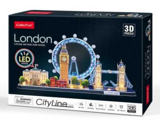 Puzzle pentru copii, Cubic Fun, 3D, Londra, 186 piese, 7+, Multicolor