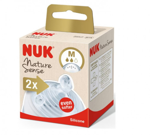 Set 2 buc tetina NUK NATURE SENSE, SILICON, orificiu M, 6-18 luni